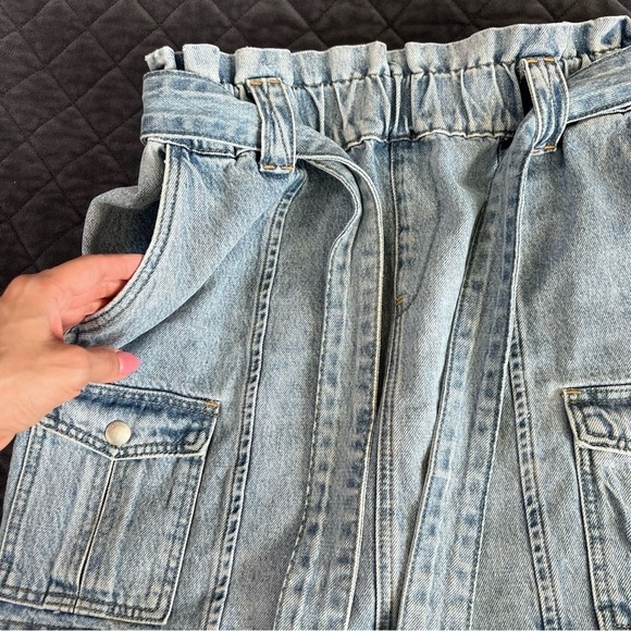 Blank NYC Jean Skirt Cargo Women Medium Blue Denim Waist Tie Belted Mini EE - Picture 7 of 7